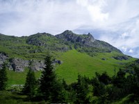 Bergmahdgebiet zwischen Tafamunt und der Wiege - "Blantaflas", darüber "Faschinagrand"