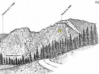 A fresh cutting is well exposed in the upper part of the mountain