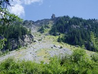 Prominent rock formation called the Gendarme above the formerly fertile "Schmalzblies"
